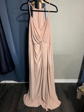 David's Bridal “Sand” Twist-Front Spaghetti Strap Gown Size 18